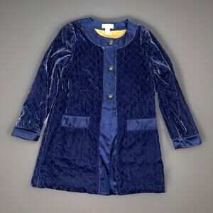 Soft Surroundings Womens Sm Silk Rayon Blue Velvet Jacket Quilted M